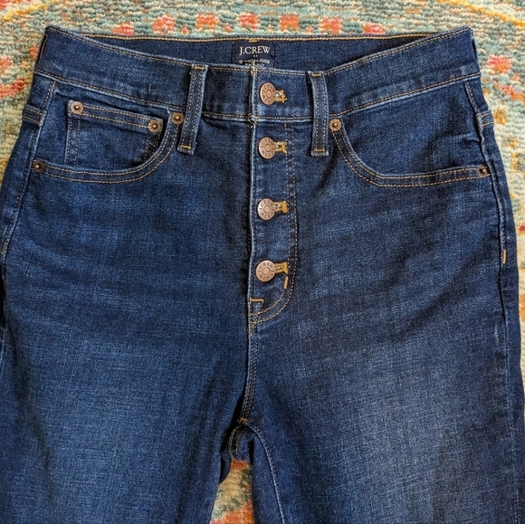 J. Crew 10" High Rise Skinny Button Fly Dark Wash Jean Size 27 - Picture 3 of 11